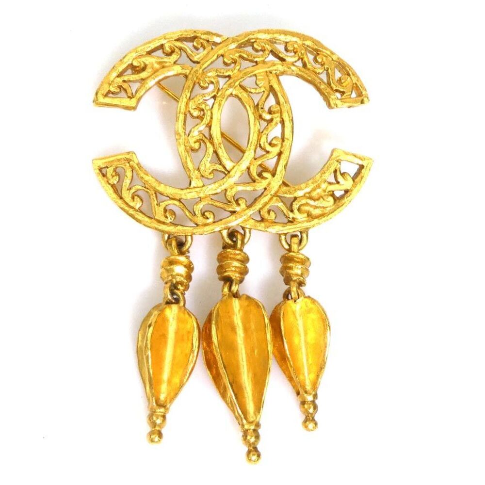 Chanel brooch, Coco Mark, metal, gold, women's, e62272a